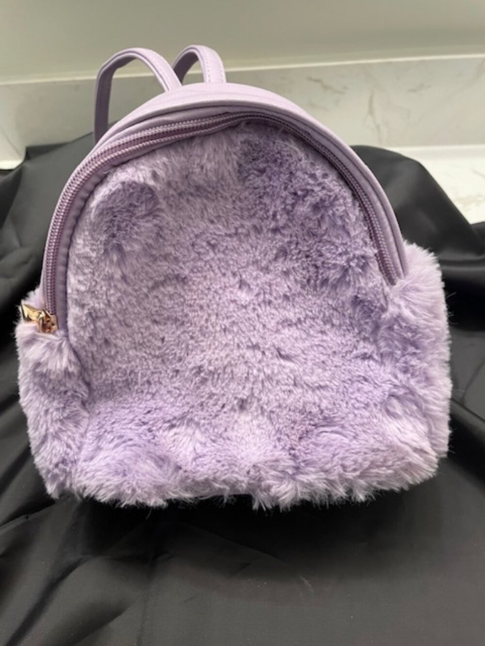 Colette Hayman Soft Mauve Coloured  Faux Fur Mini Backpack